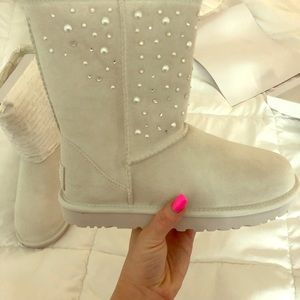 White Swarovski Crystal and Pearl Uggs